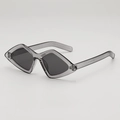 Futuristische Cat-Eye Sonnenbrille mit grauem Rahmen und dunkelgrauen Gläsern für Damen - Durchscheinender grauer Rahmen Graues Glas