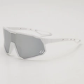 Kids sports sunglasses with white frame and silver mirrored lens for outdoor cycling - White Frame Silver Mirror