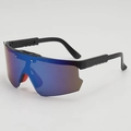 Kids cycling sunglasses with blue mirror flip lenses and black matte frames for sports - Black Frame Blue Mirrored Lens
