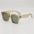 Vintage tortoiseshell square sunglasses with amber frames and dark green lenses - D15 Y-3 / Transparent Green Frame Green Lens