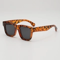 Gafas de sol retro cuadradas con montura de carey y remaches plateados - D15 Y-3 / Montura Leopardo Lente Gris