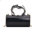 Schicke schwarze zylindrische Handtasche mit skulpturalem Silbergriff und Goldkette - Schwarz - Unregelmäßiger Griff Stil