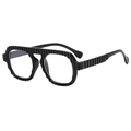Lunettes de soleil aviateur noires oversize avec monture texturée au design unique - D18Z-3 / Monture Noire Verre Transparent