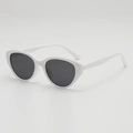 Retro white cat-eye sunglasses for women with dark lenses and UV protection - White Frame Gray Lens