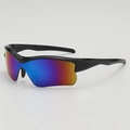 Lunettes de soleil sport enfant monture noire demi-cerclée et verres dégradés bleu-orange - Monture Noire Verres Miroir Vert