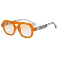Lunettes aviateur tendance avec monture orange nervurée et verres dégradés - D18Z-3 / Monture Orange Verre Double Orange