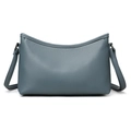 Minimalist litchi grain crossbody bag in elegant Morandi blue-grey leather - Blue