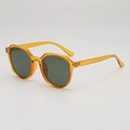 Amber translucent square sunglasses with dark green lenses and modern geometric frame - D15 Z-4 / Transparent Orange Frame Green Lens