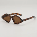 Lunettes de soleil œil-de-chat rétro avec monture écaille et verres marron foncé - Monture Écaille