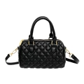 Borsa Boston classica in pelle trapuntata nera con dettagli in metallo oro - Nero