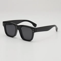 Gafas de sol negras cuadradas clásicas con montura vintage y puntos plateados - D15 Y-3 / Montura Negra Lente Gris