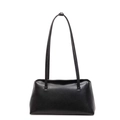 Bolso de hombro minimalista negro en PU con acabado liso y correa larga - Negro