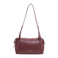 Borsa a cuscino retrò rosso vino con logo dorato e tracolla regolabile da donna - Borgogna