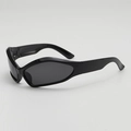 Vintage futuristische wrap-around zonnebril voor kinderen met zwart montuur en glazen - Zwart Frame Grijze Lenzen