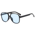 Retro piloten zonnebril met zwart montuur en lichtblauwe glazen voor heren - Zwart Frame Blauwe Lenzen