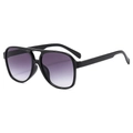 Klassieke aviator zonnebril met zwart montuur en paars verloopglazen op witte achtergrond - Zwart Montuur Dubbel Grijze Lens