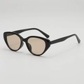 Retro cat-eye sunglasses with glossy black frames and light brown lenses for women - Black Frame Tea Lens