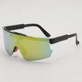 Kids sports sunglasses with green iridescent lens and matte black frame for cycling - Black Frame Yellow Mirror Lens