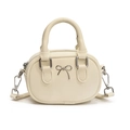 Mini cream white crossbody bag with silver metal bow and detachable shoulder strap - Off White