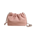 Elegant pale pink cloud crossbody bag with woven texture and metal chain strap - Pink