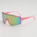 Kids cycling glasses with transparent pink frame and colorful gradient mirror lenses - Transparent Pink Frame Purple Mirror Lens