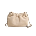 Chic beige crossbody cloud bag featuring a woven texture and silver chain strap - Off White