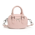 Mini-Handtasche in Hellrosa mit silberner Metallschleife und abnehmbarem Schultergurt - Rosa
