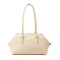 Schicke beige Bowling-Tragetasche aus Premium-Leder mit markanter Narbung - Weiß