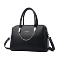 Elegante borsa tote nera con motivo litchi, catena argento e tracolla regolabile - Nero