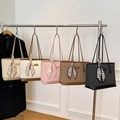 Chic quilted crossbody handbags in five colors featuring elegant bow silk scarves - Brown