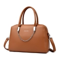 Borsa a mano marrone stile dottore con catena d'argento e tracolla rimovibile - Marrone