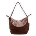 Retro braune große Tragetasche aus PU-Leder mit funktionaler Seitentasche für Damen - Braun