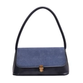 Borsa a tracolla blu in doppio materiale con patta in pelle scamosciata e fibbia - Blu