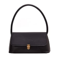 Borsa a mano retrò in pelle nera con manico singolo e chiusura dorata su sfondo bianco - Nero