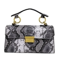 Classic black and white snakeskin pattern crossbody bag with gold hardware and top handle - Black
