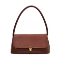 Borsa a tracolla vintage marrone rossiccio minimalista in pelle con chiusura dorata - Marrone Scuro