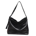 Bolso tote grande negro brillante con correa ajustable con remaches plateados - Negro