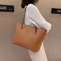 Chic brown large capacity tote bag with elegant black metal chain strap for women - Yellow