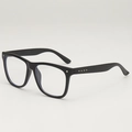 Retro black matte square frame fashion glasses with silver dot details and clear lenses - Black Frame