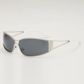 Lunettes de soleil futuristes en métal argenté avec verres gris et style vintage Y2K - Monture Argent Verres Gris