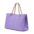 Borsa tote in tela viola con manici in corda spessa per la spiaggia o il tempo libero - Viola