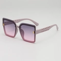 Lunettes de soleil carrées surdimensionnées verres dégradés violets et branches à motifs - B03 Z-2 / Monture Rose/Dégradé Gris-Rose