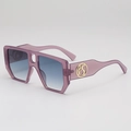 Chic oversized square sunglasses with purple translucent frames and gradient lenses - Purple Frame Blue-Grey Lens