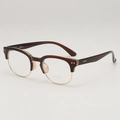 Classic half-rim brown tortoiseshell and gold metal eyewear frame with UV400 protection - Deep Tea Tortoise Top Frame Gold Metal Bottom