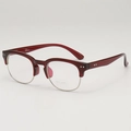 Classic wine red browline semi-rimless frames with silver metal and UV400 lenses - Wine Red Top Frame Silver Metal Bottom