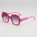 Oversized wavy hexagonal sunglasses with pink red frame and purple gradient lenses - Pink Frame Gradient Purple