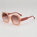 Women's oversized geometric sunglasses with peach pink frames and gradient lenses - Jelly Pink Gradient Tea