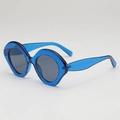 Occhiali da sole rotondi oversize con montatura blu zaffiro trasparente e lenti grigie - Taglia unica / Montatura Blu / Lenti Blu