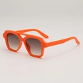Retro square orange sunglasses with thick frames and brown gradient lenses for a bold look - Orange Frame Double Gray Lenses