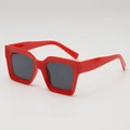 Retro hip hop punk chunky red square frame sunglasses with dark grey UV400 lenses - Red Frame Grey Lens